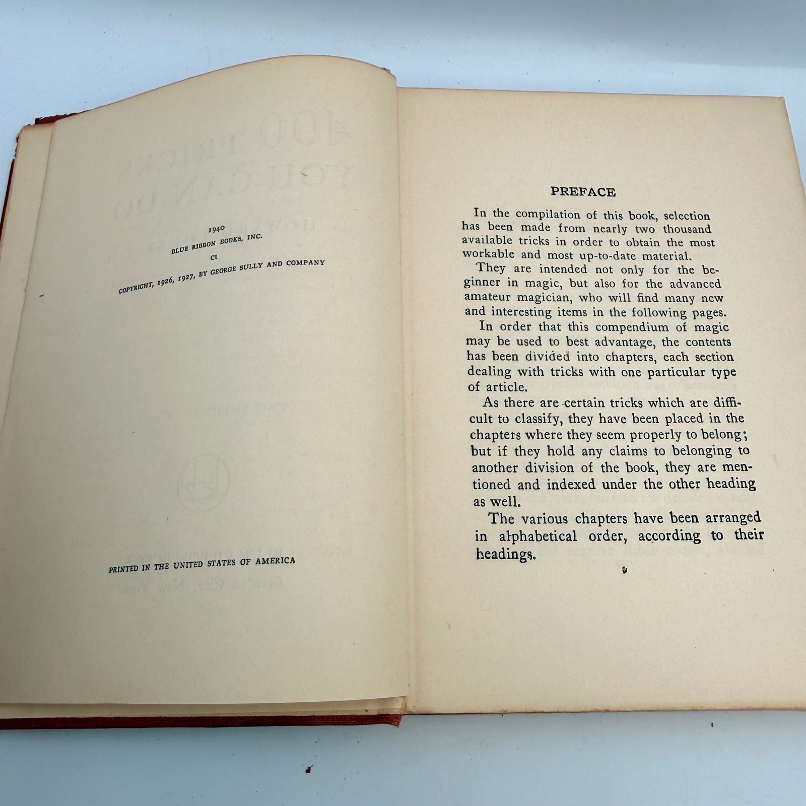 400 Tricks You Can Do Howard Thurston 1940 Vintage Magic Book Hardcover Red