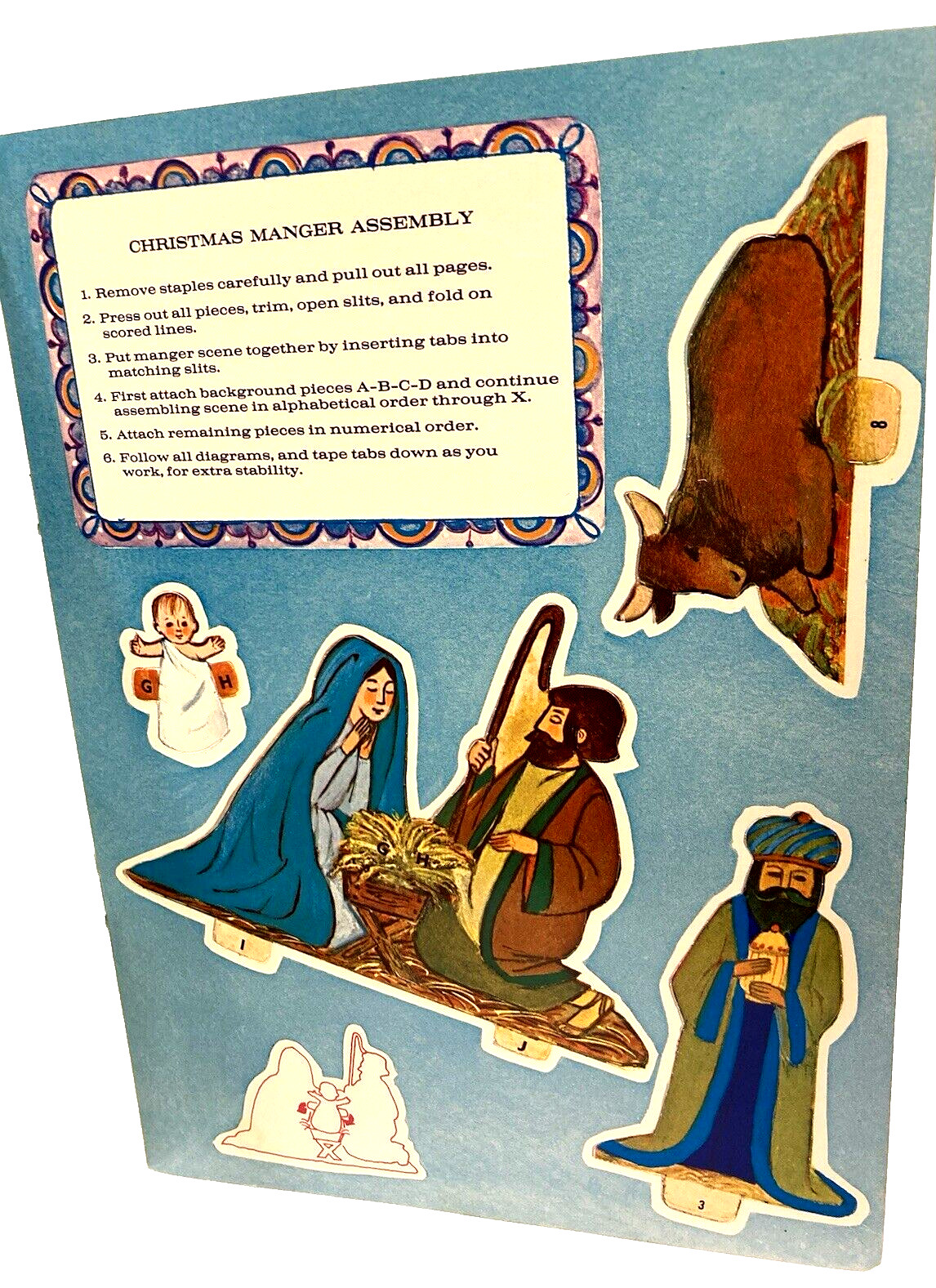 Vintage Christmas Manger Scene Press Out Book Complete Unused Whitman 1970 USA