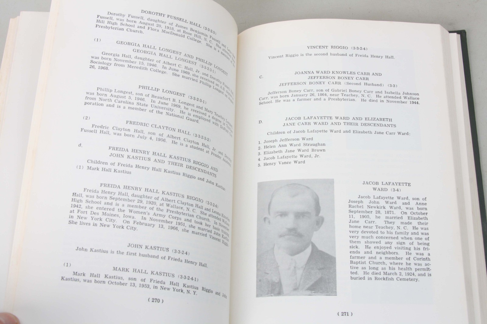 History of Alfred & Elizabeth Robinson Ward 1971 Genealogy Book Family Tree NC