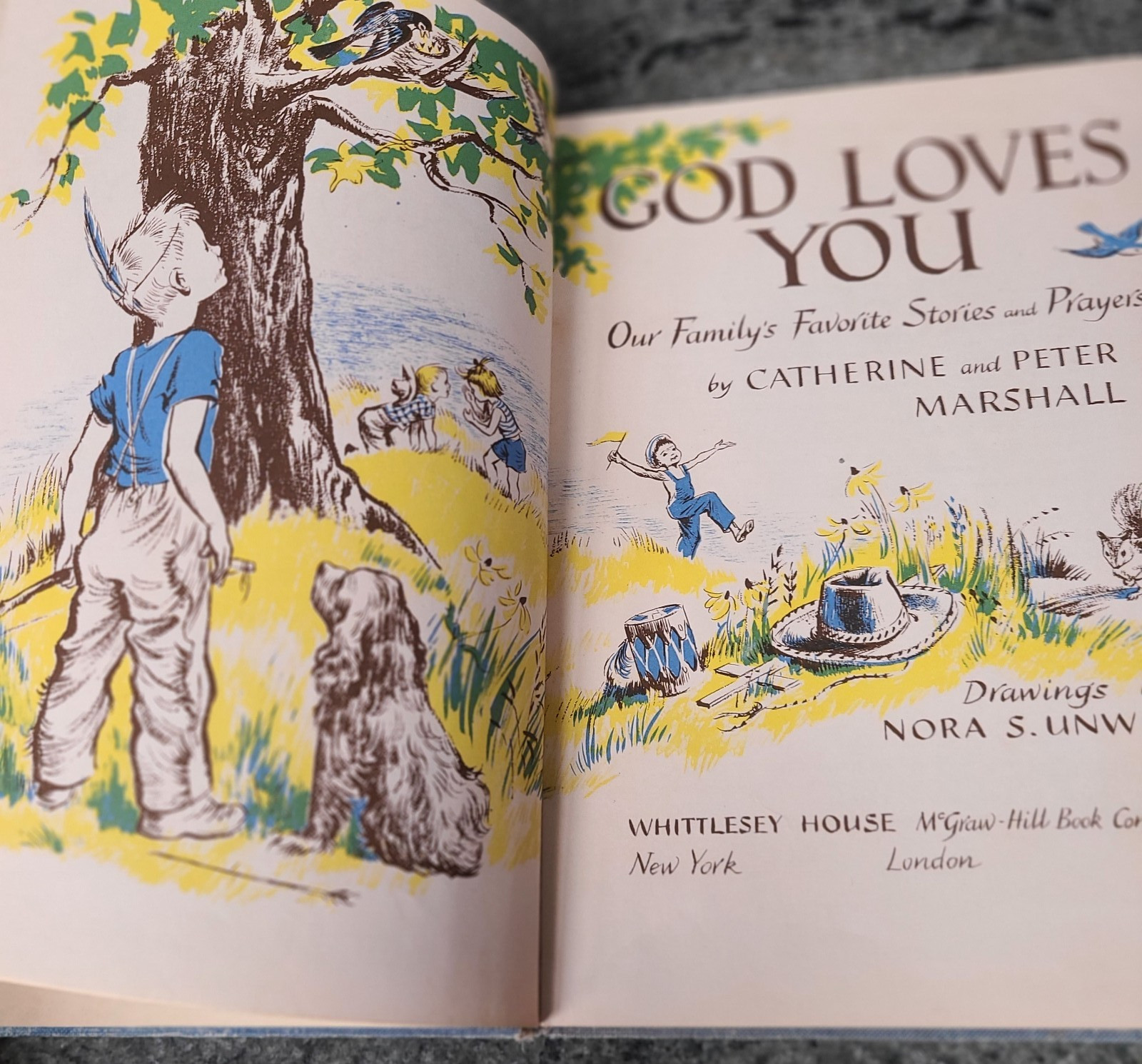 Vtg God Loves You kids Religion Book 1953 Whittlesey Religious stories child