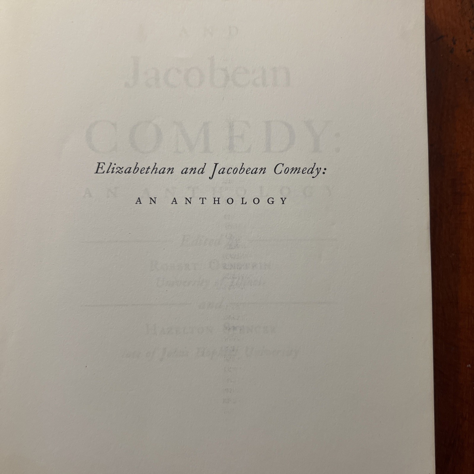 Elizabethan & Jacobean, comedy /Tragedy, Ornstein-Spencer 1964