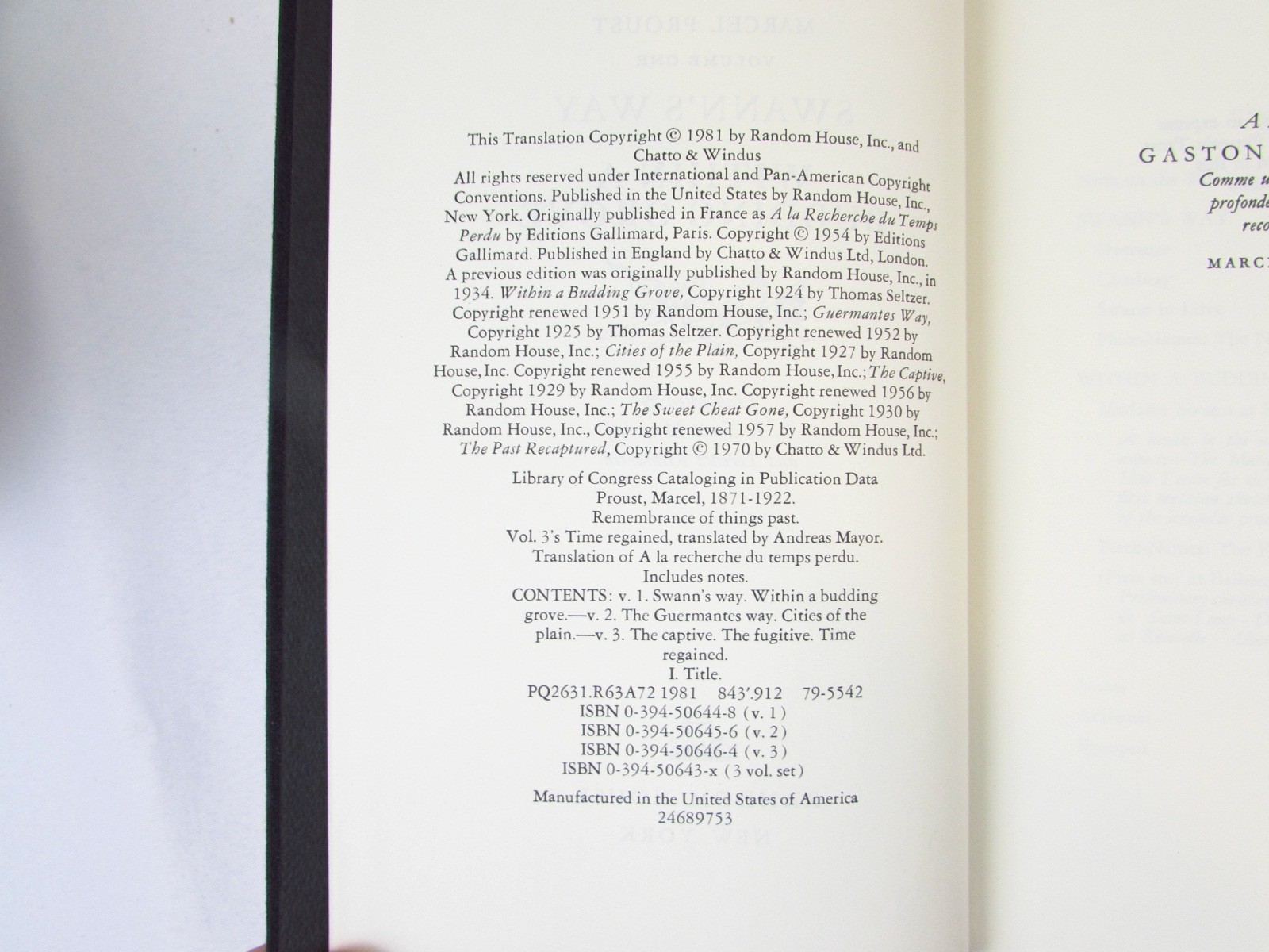 Remembrance of Things Past Marcel Proust 1981 3-Volume Random House HC Box Set