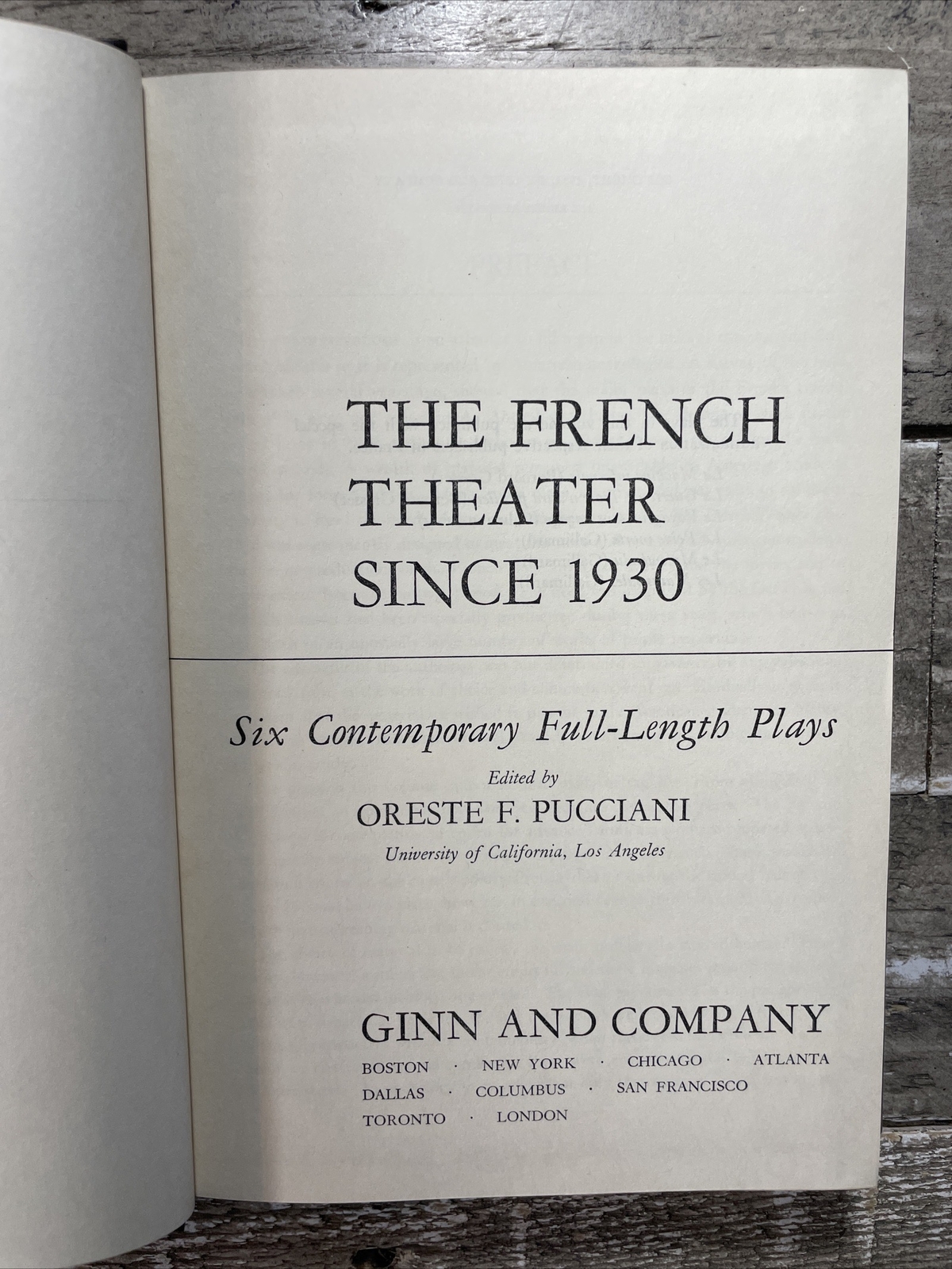 1954 Antique Performing Arts Book “The French Theater Since 1930”