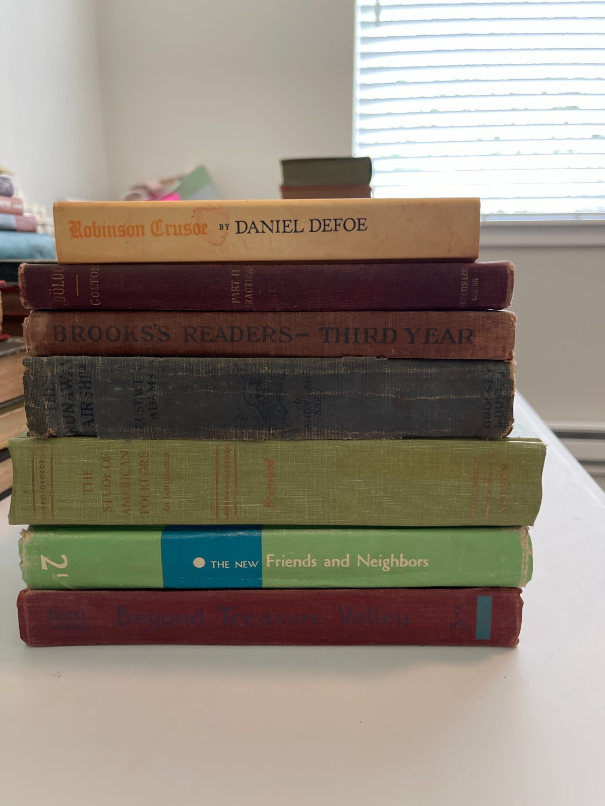 Vintage School Reader Book Lot of 7 HC 1900s-1970s Dick Jane Robinson Crusoe