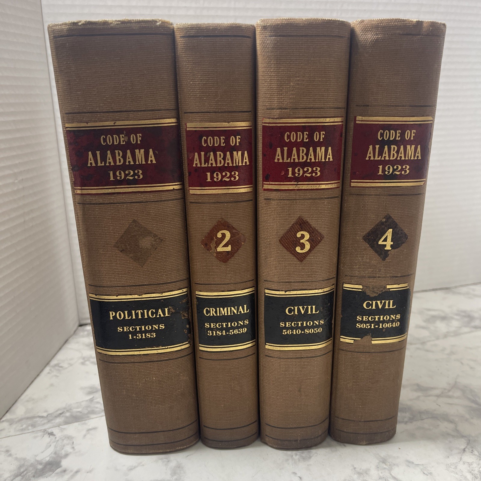 CODE OF ALABAMA 1923 CIVIL Complete 4 Vol Set Foote & Davies Rare Legal History