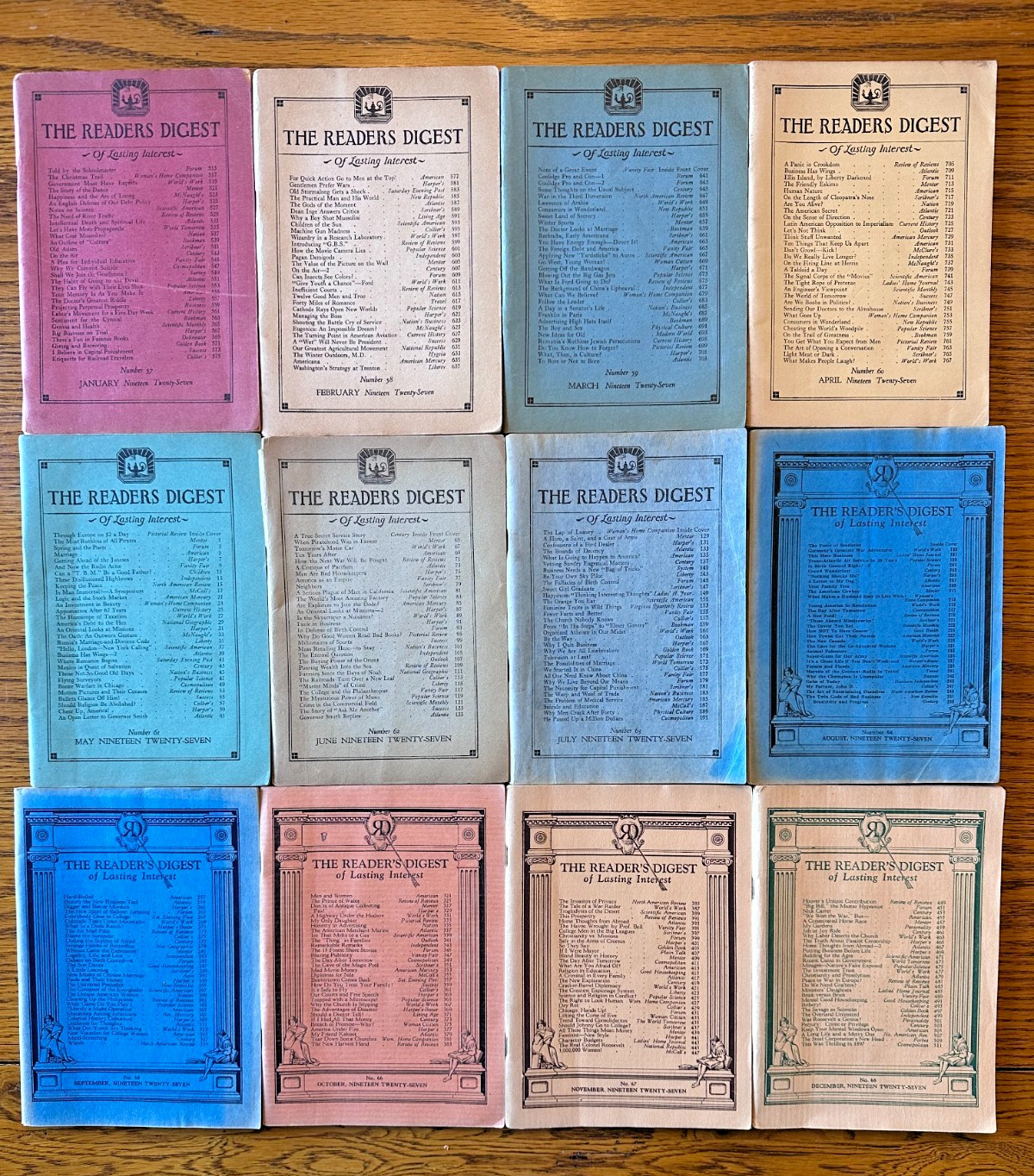 1927 Readers Digest Complete Year Jan – Dec 1927 (#57-68) in Excellent Condition
