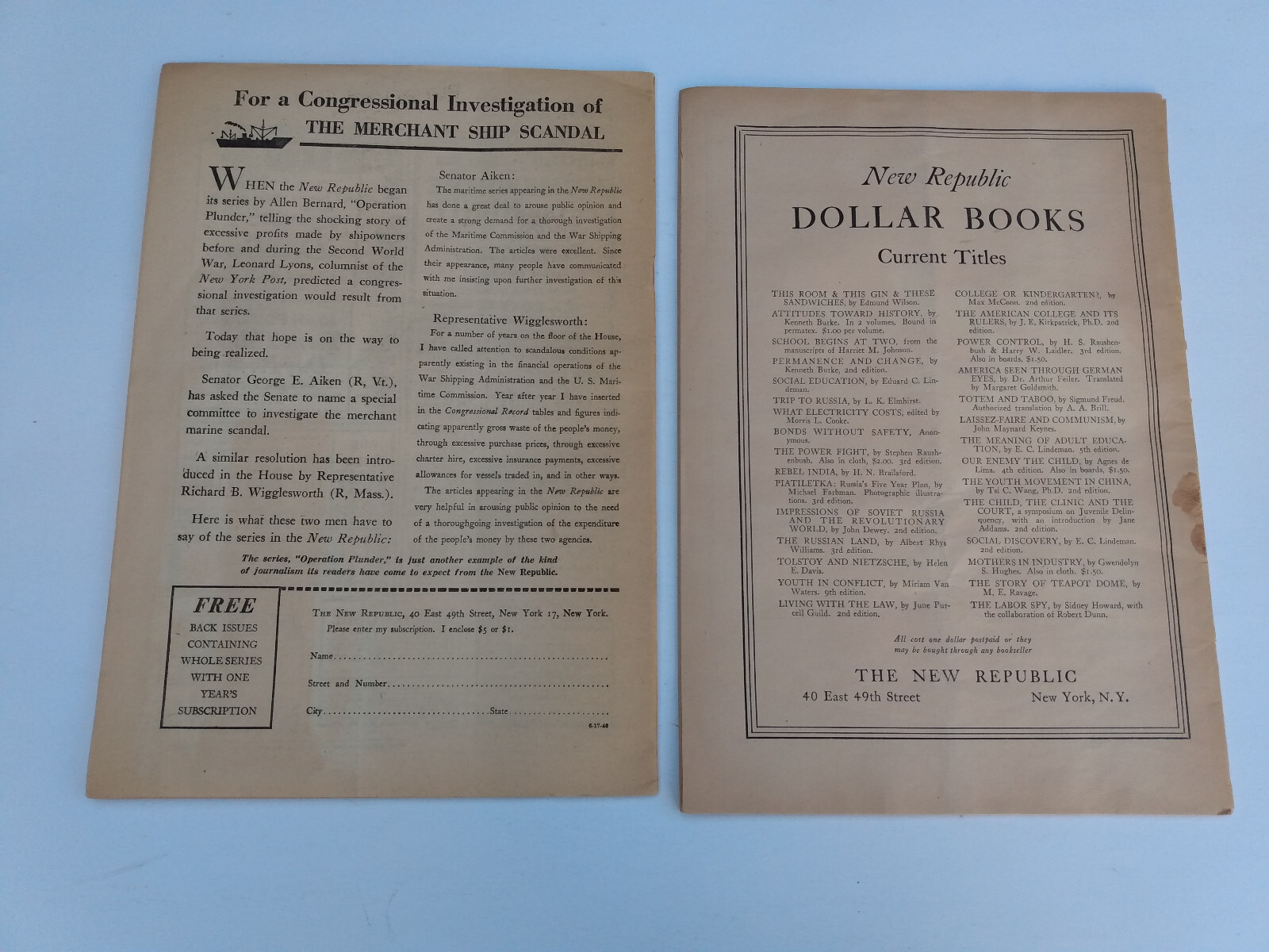 George Orwell 1st Publications World War 2 WWII Era Politics New Republic 1940s