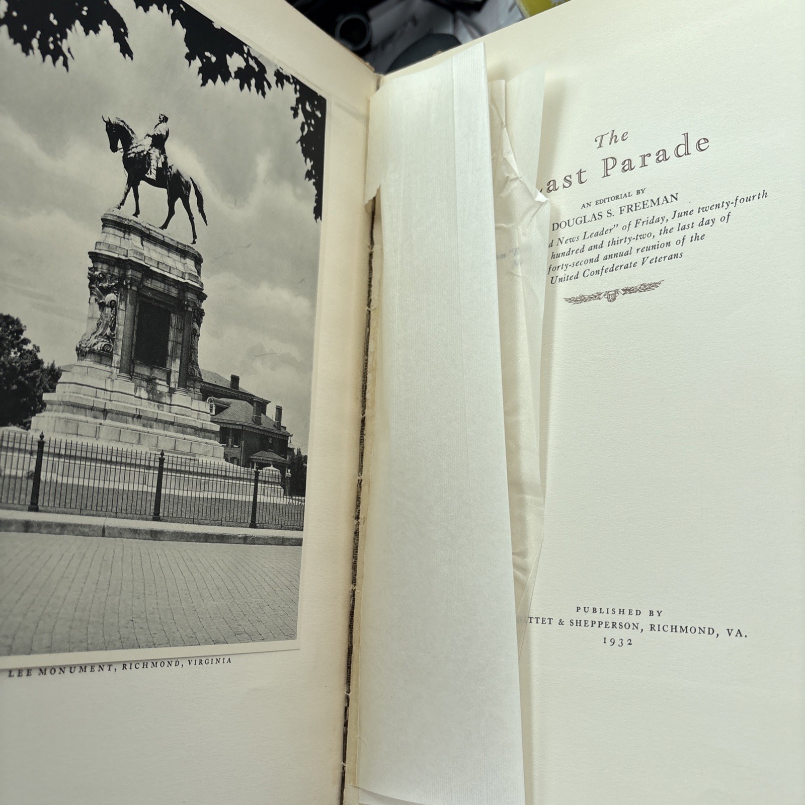 Douglas S Freeman / CIVIL WAR MONUMENT AVENUE THE LAST PARADE 1932 1st Rare