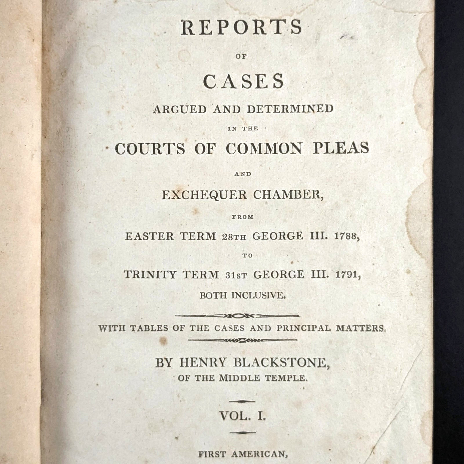 1808 Reports And Cases Courts Of Common Pleas By Henry Blackstone Volume 1