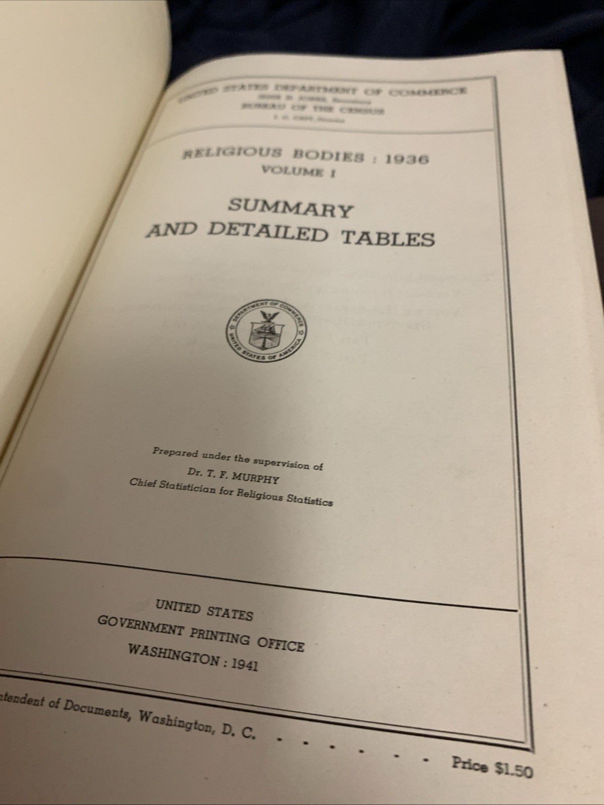 Religious Bodies 1936 3 Volumes – US Dept Of Commerce Census 1941 Negro Church