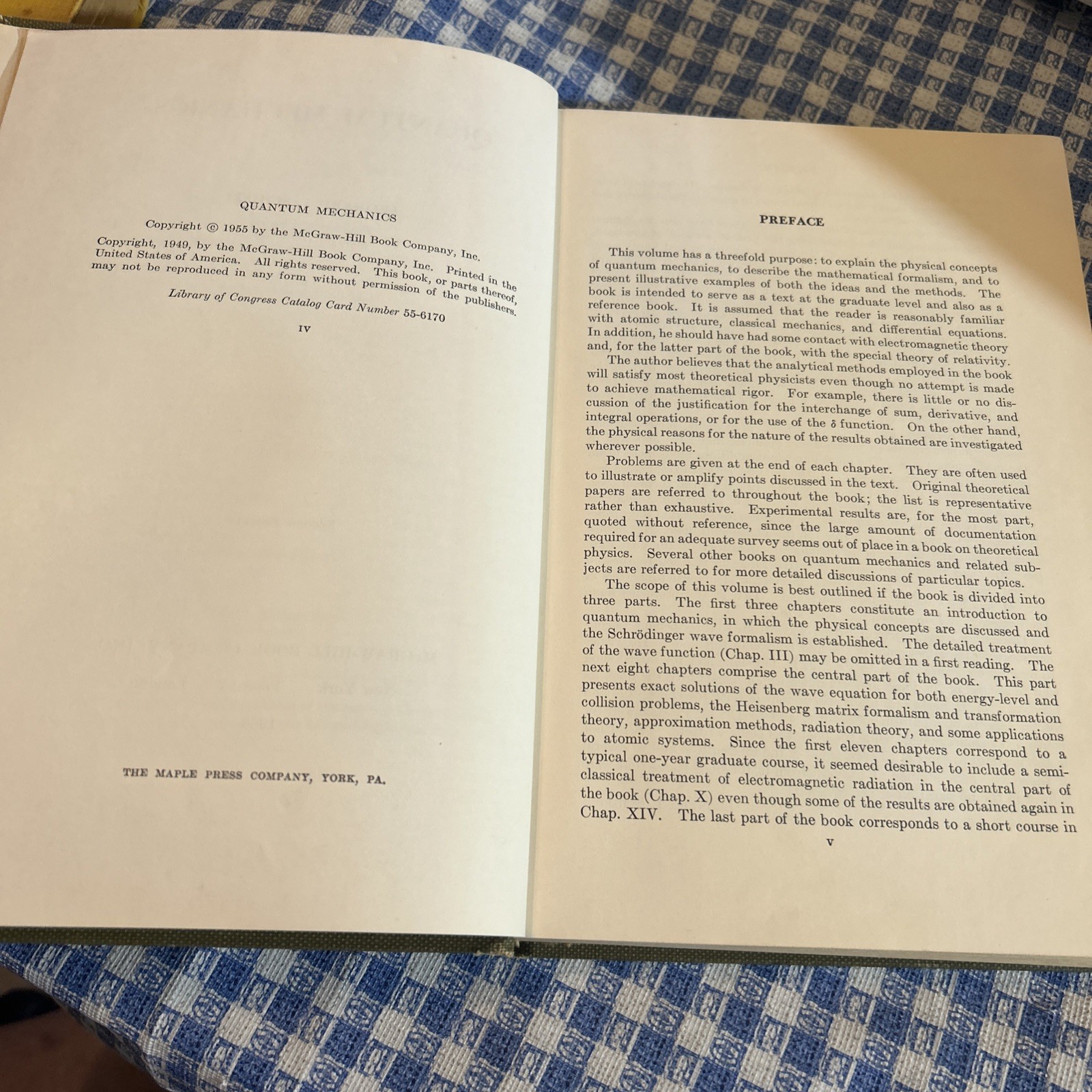 Quantum Mechanics Antique Hardcover Schiff 1955 McGraw Hill