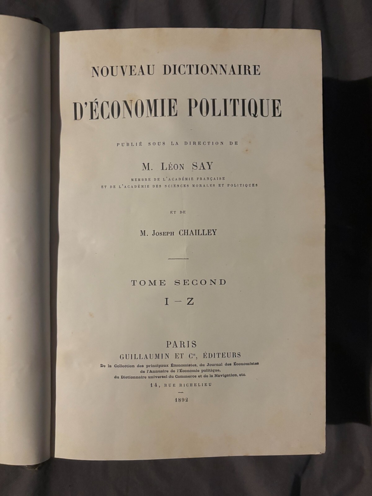 Nouveau Dictionnaire D’Economie Politique Vol 1-2 by Say & Chailley 1891-92 #B15