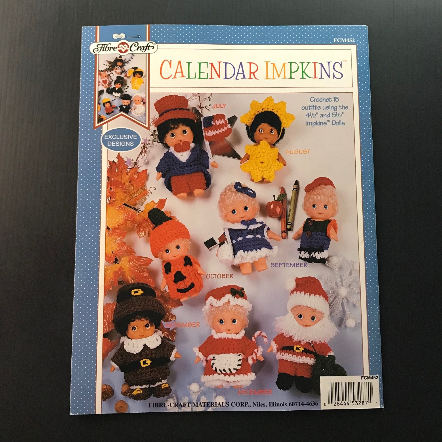 Calendar Impkins Crochet 15 Doll Outfits FCM452 1996 Fibre-Craft Patterns