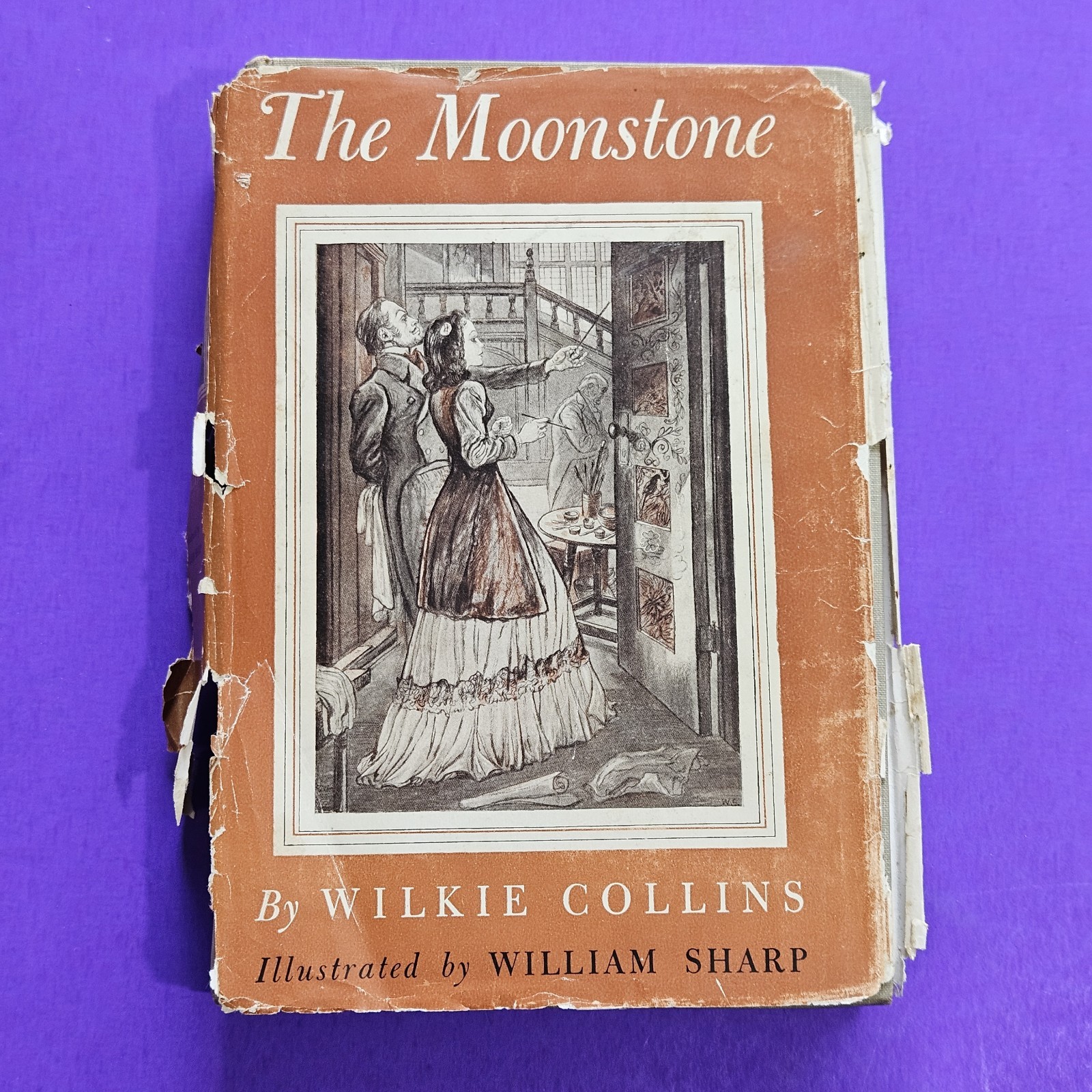 The Moonstone Wilkie Collins Illustrations by William Sharp Hardcover Vtg 1946