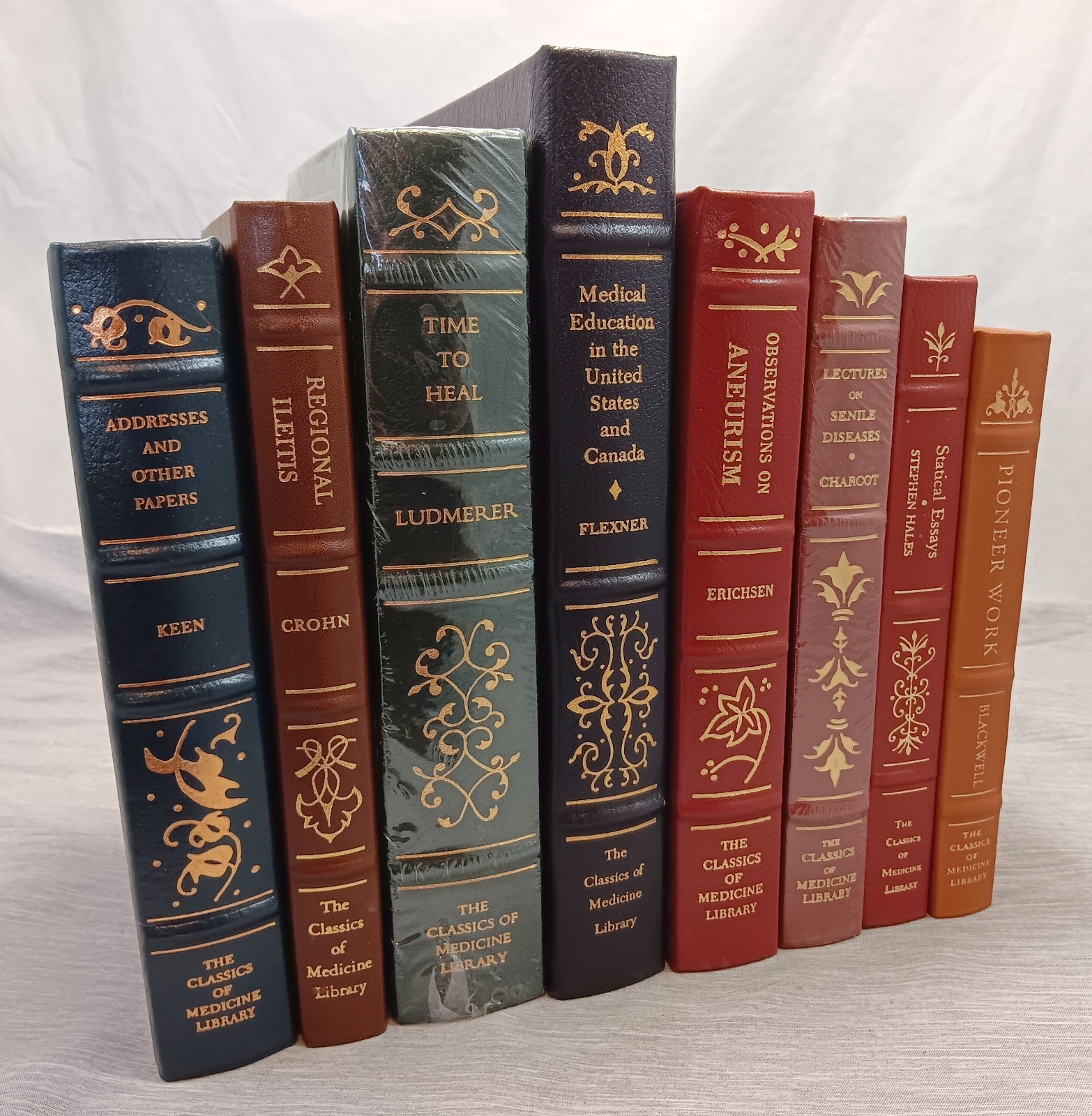 Lot/8 Classics of Medicine Library Leather-Bound Book Gryphon Decor Science #4