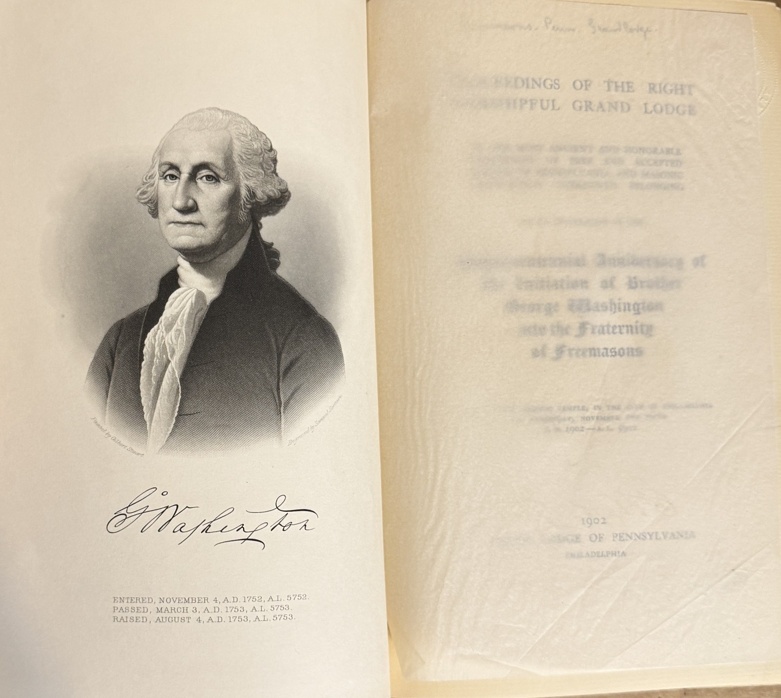 Sesqui-Centennial Anniversary Initiation of George Washington To The Freemasons