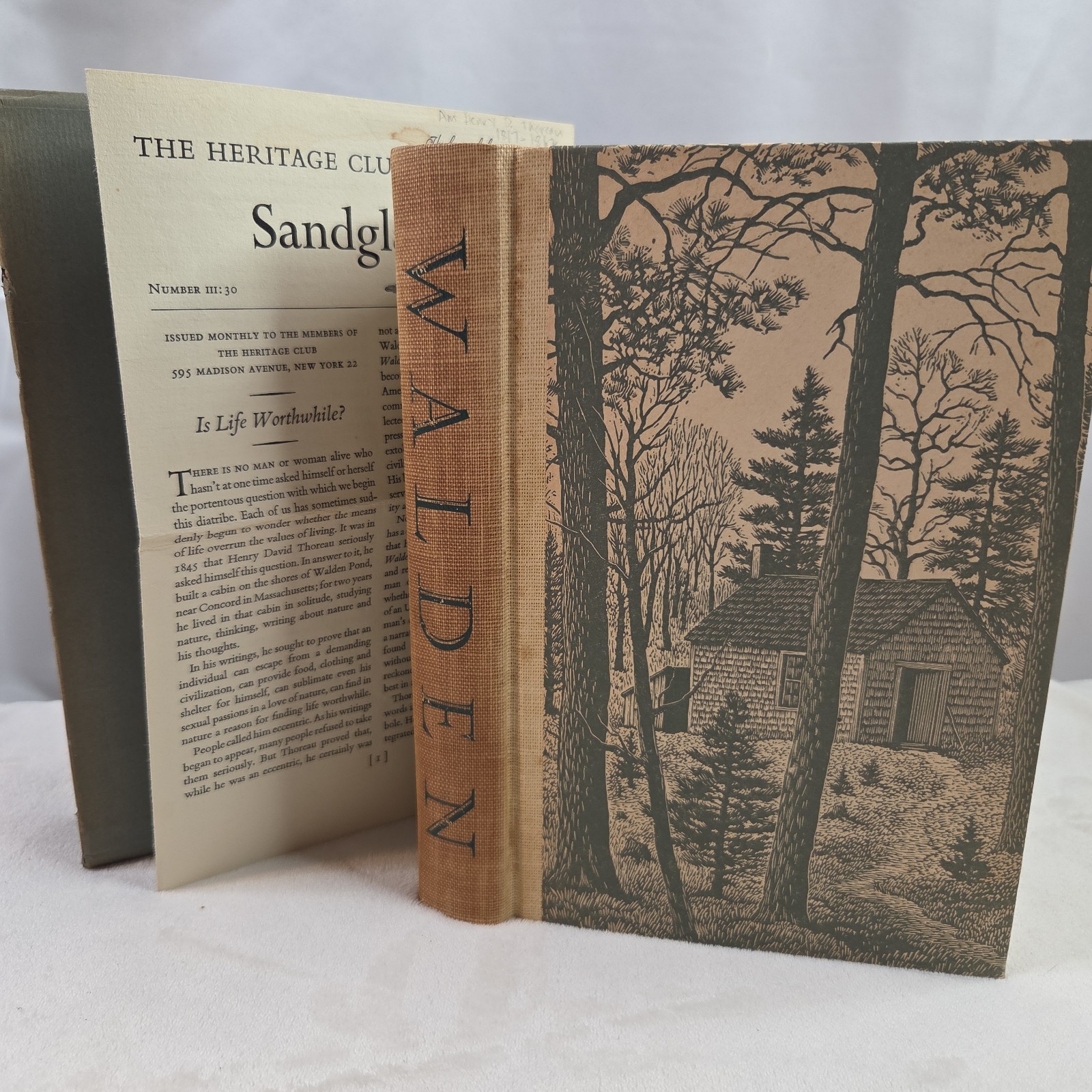 WALDEN Henry David Thoreau Life in the Woods 1939 Heritage Press Engravings Slip