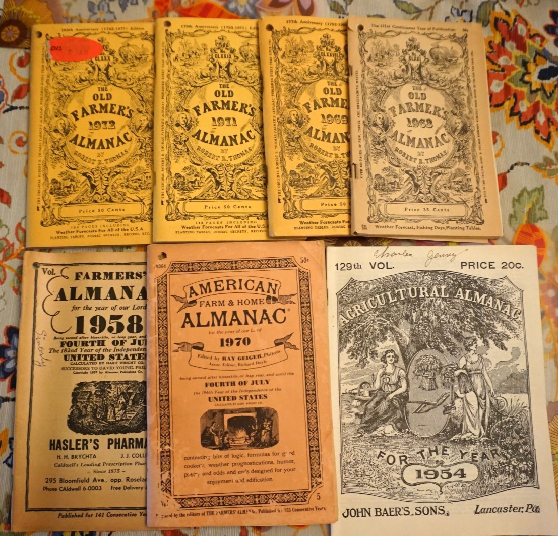 Lot of 22 Antique Baer’s Agricultural Almanacs 1953-1974 Lancaster, Pa Scarce