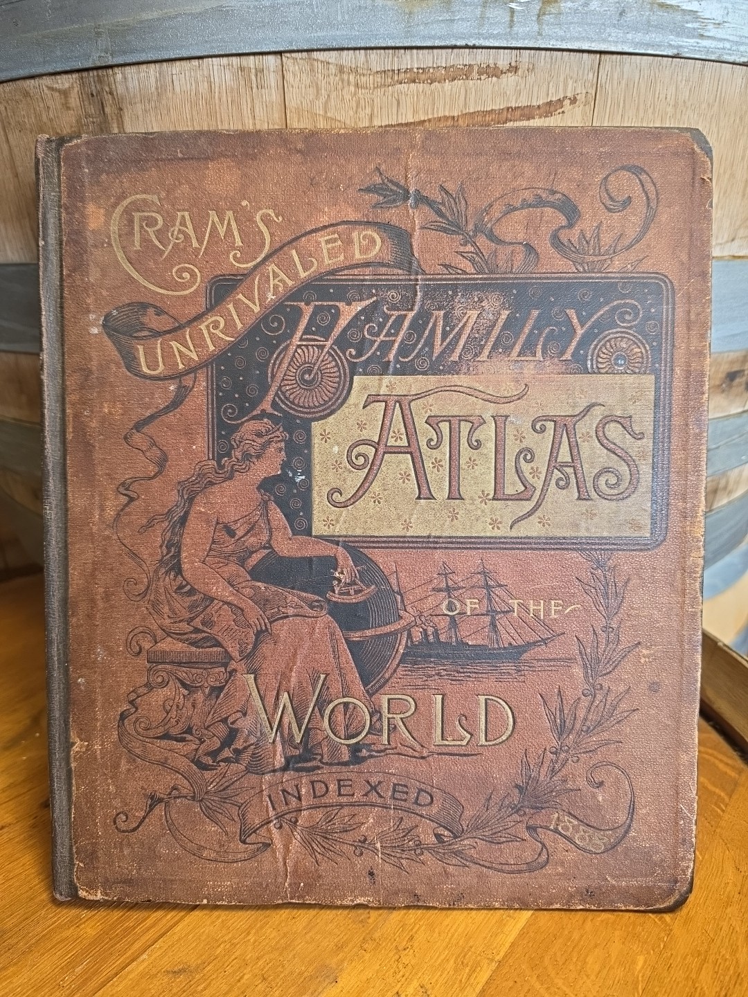 #5313 1887 Cram’s Unrivaled Family Atlas of The World maps.