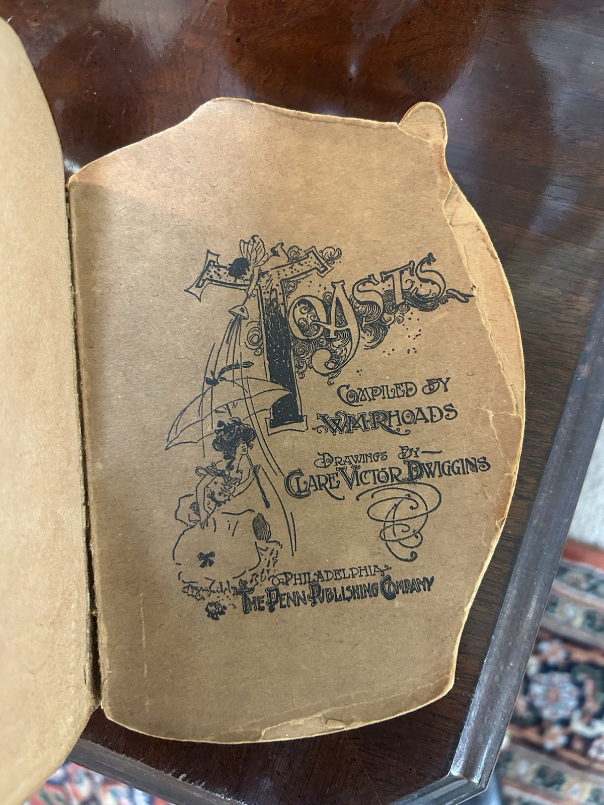 Antique Leather Bound Toasts book by W.M. Rhoads, 1905