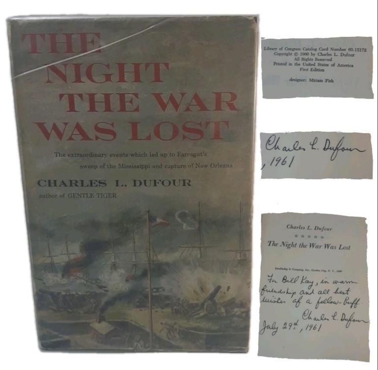 SIGNED The Night the War Was Lost by Charles Dufour 1960 FIRST Edition Doubleday