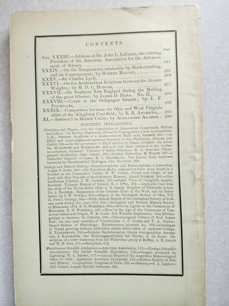 American Journal Science October 1875 Sir Charles Lyell Galapagos Islands +MORE!