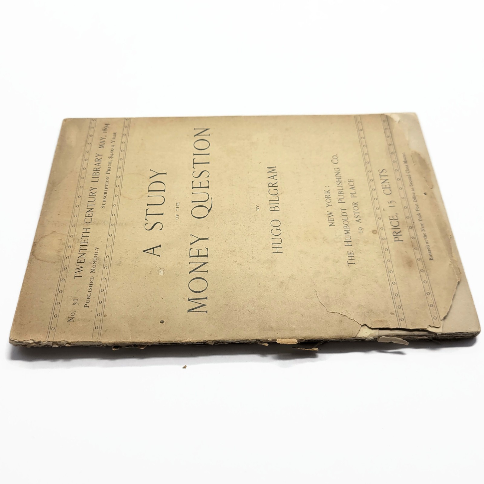Vintage 1894 A Study of The Money Question Economics History Book Hugo Bilgram