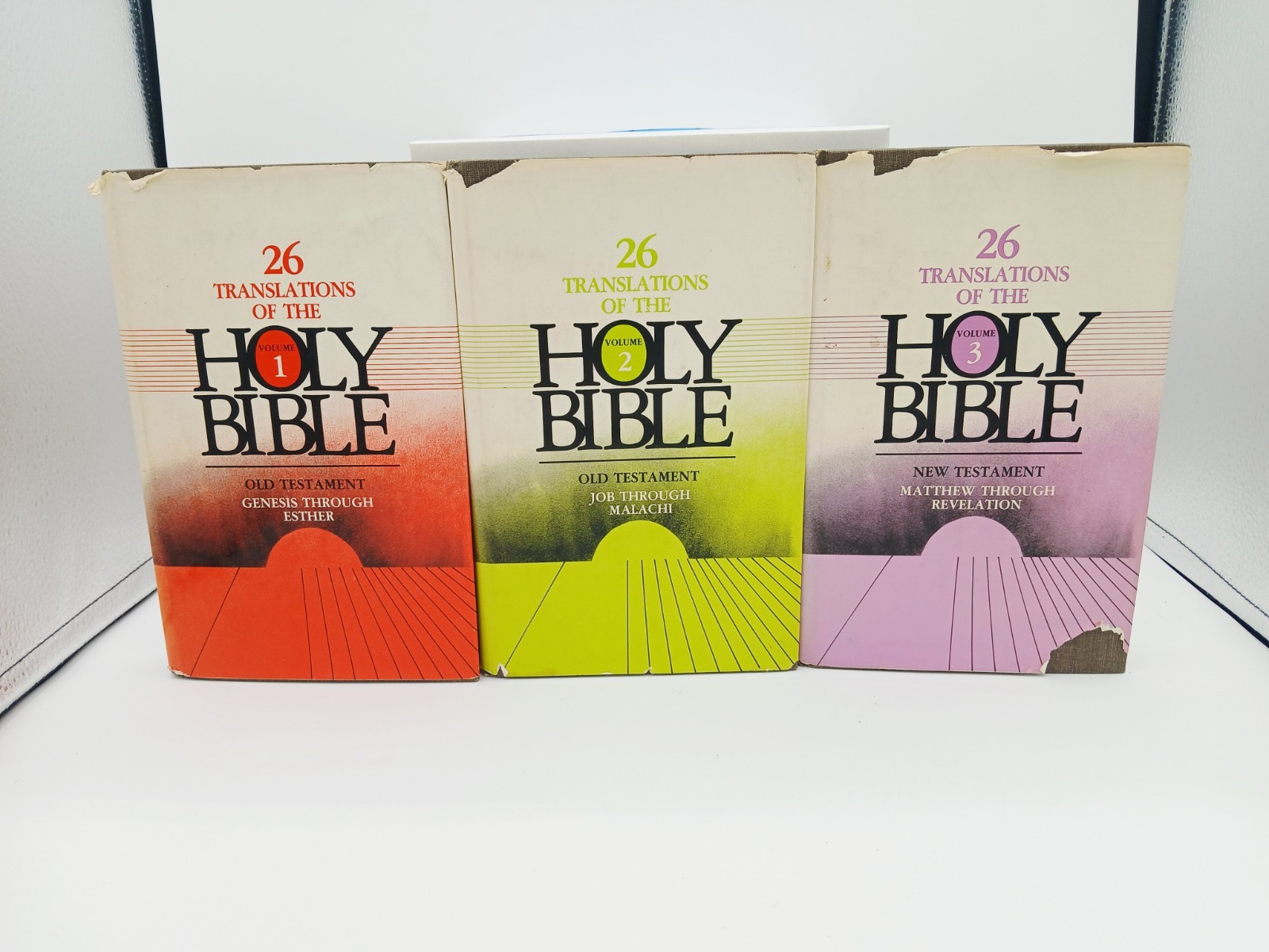 26 Translations of the Holy Bible Volumes 1-3 ACCEPTABLE Condition, Tear Pages.