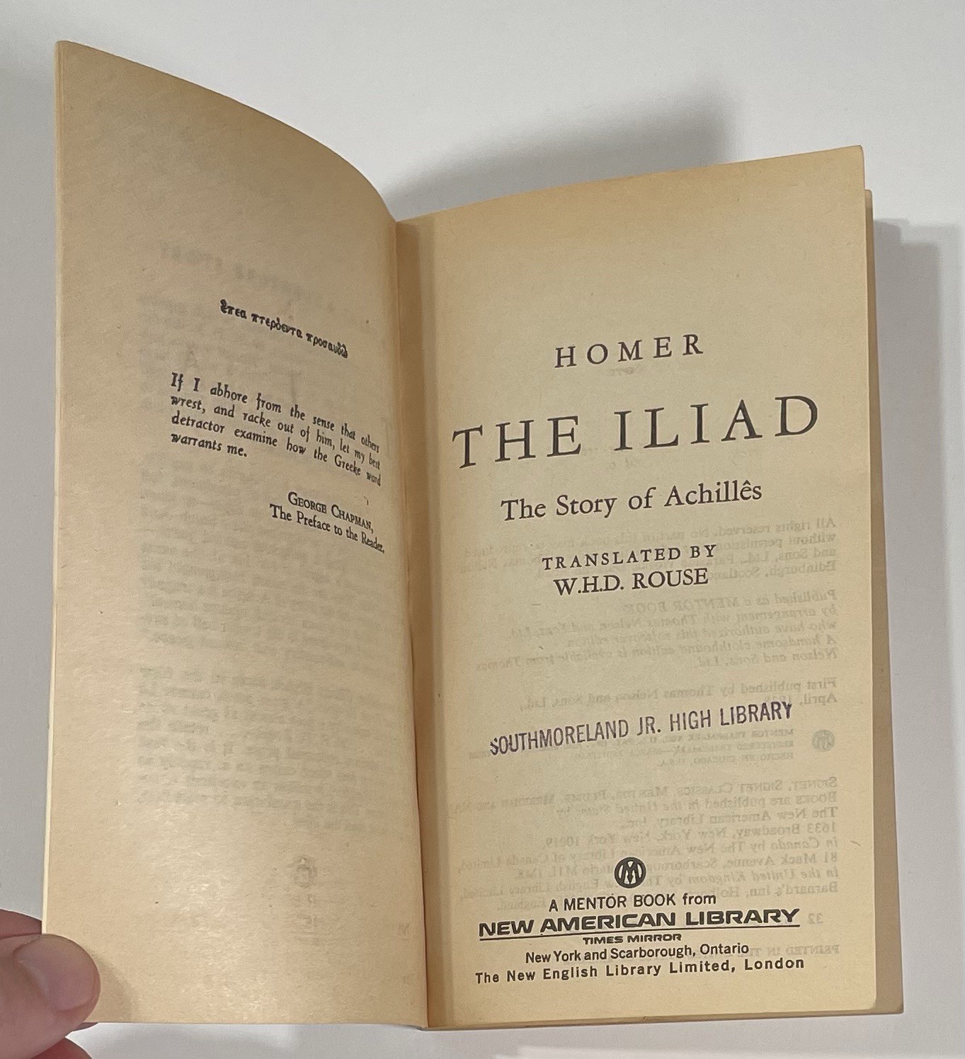 HOMER The Iliad and The Odyssey Mentor Paperback W.H.D. Rouse Translated Vtg