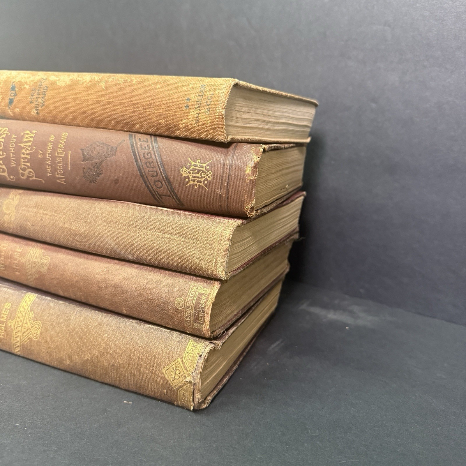 Lot of 5 Antique Victorian Hardcover Books 1868–1894 Decorative Cloth Bound