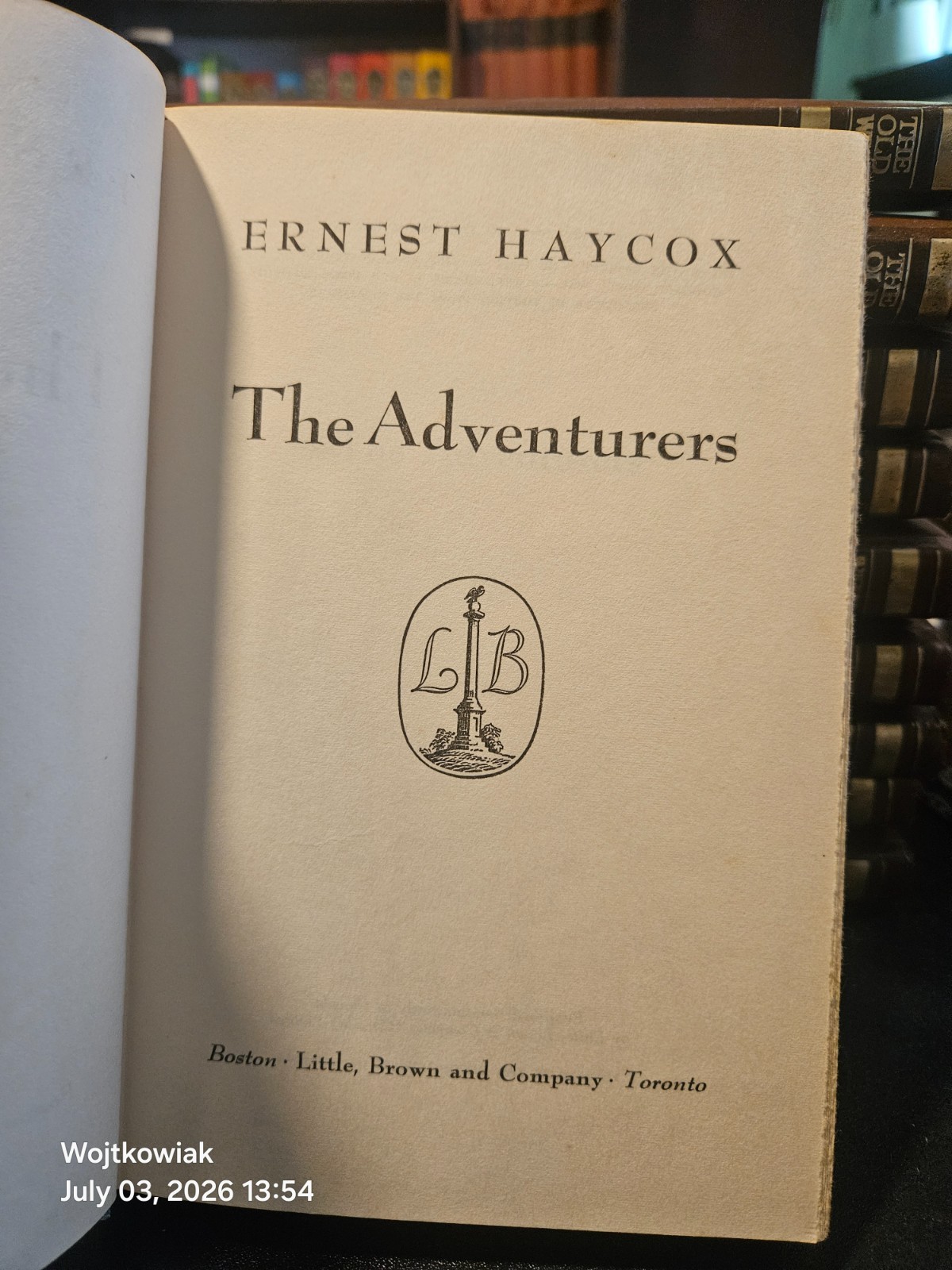 112# The Adventurers Ernest Haycox 1954 Little Brown Final Novel HC