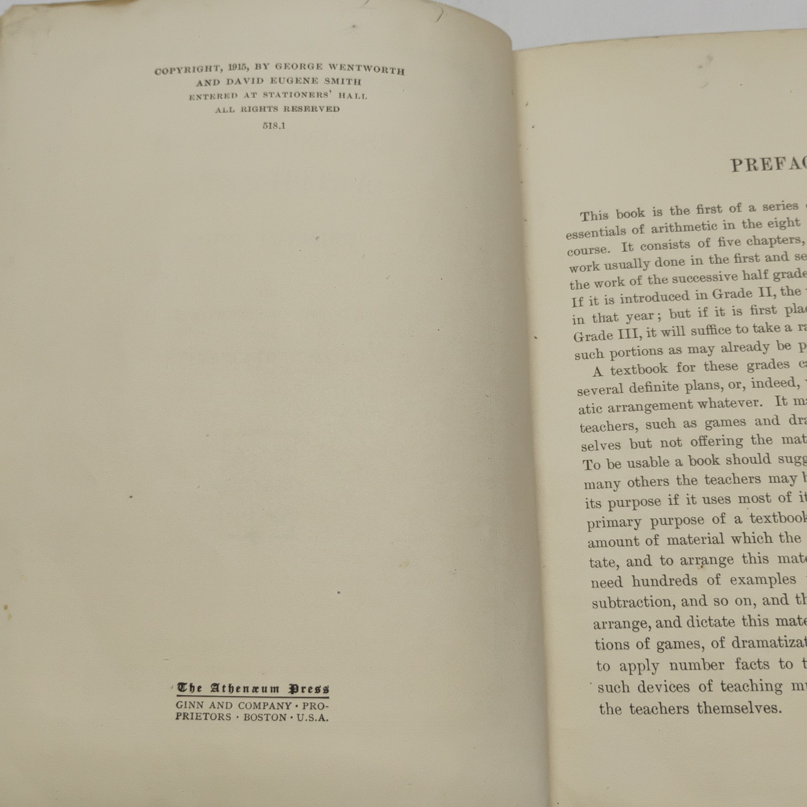 Antique 1915 Essentials Of Arithmetic Primary Book Wentworth Smith Homeschooling