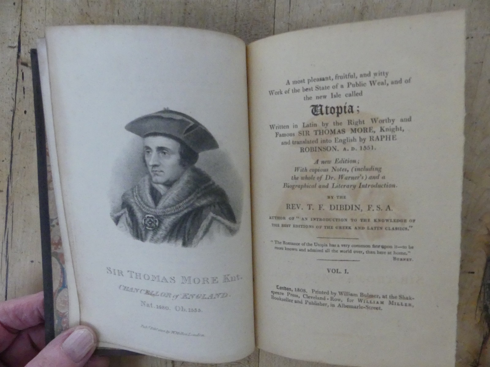 Sir Thomas More, Utopia, 2 Vols., 1808