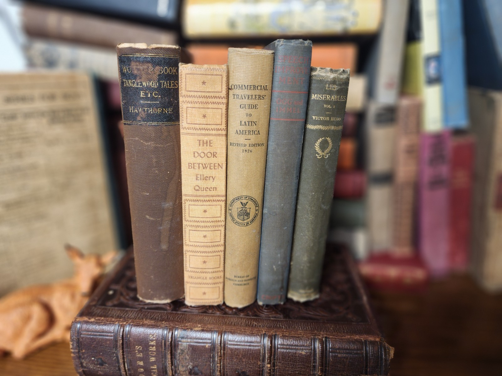 Vintage Hardcover Books, Brown Tan Neutral Grey , Rustic Staging Decor, Lot of 5