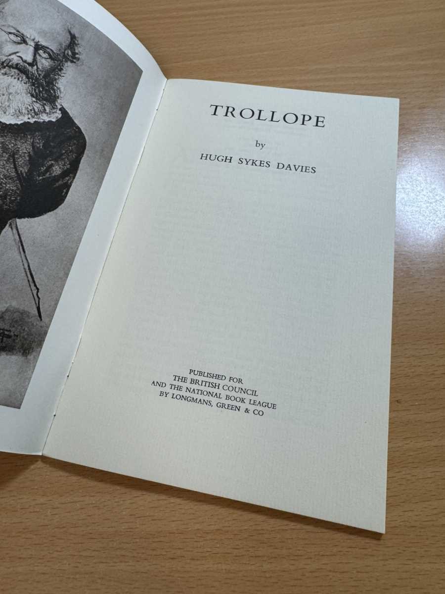 Trollope by Hugh Sykes Davies 1967 The British Council Writers & Their Work
