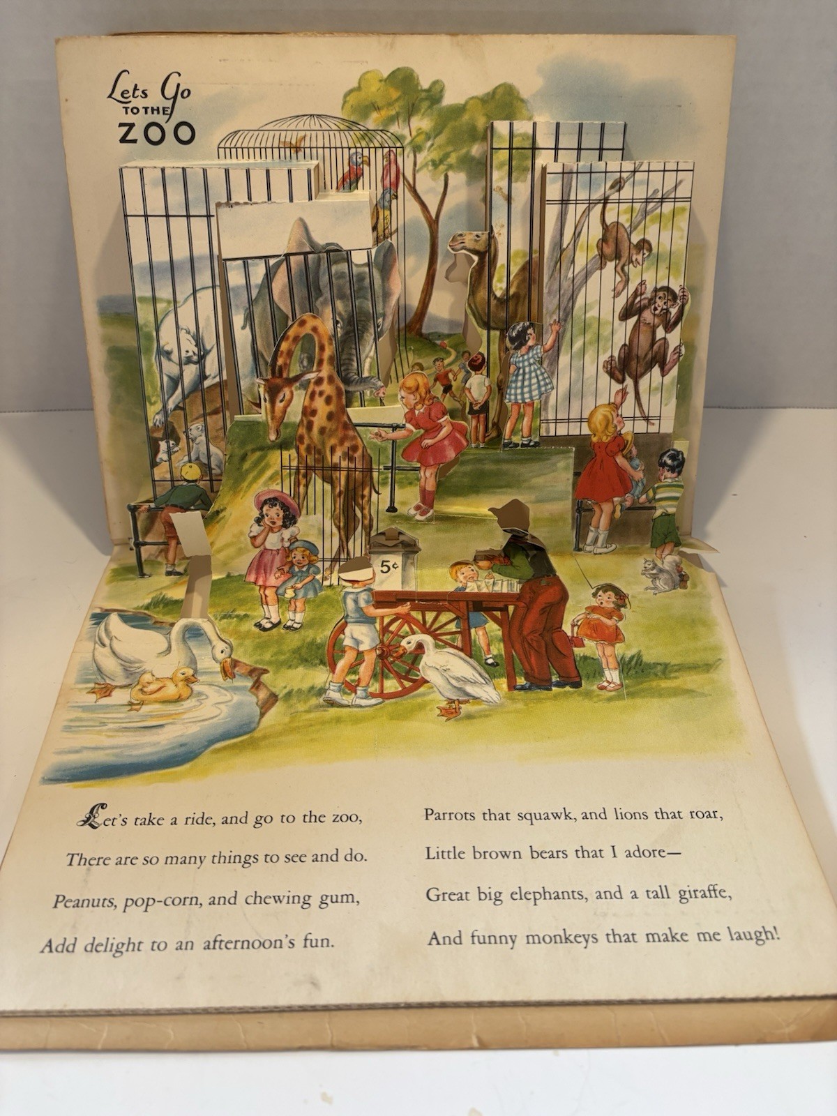 Vintage Play Time In Action Pop Up Book 1949 Softcover Spiral Bound