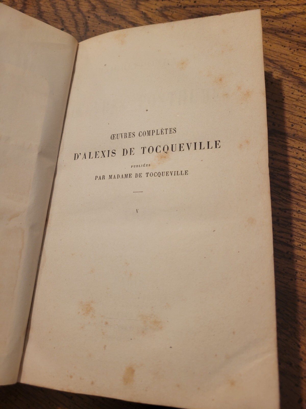 CORRESPONDANCE ET OEUVRES POSTHUMES Alexis de Tocqueville 1866 FRENCH