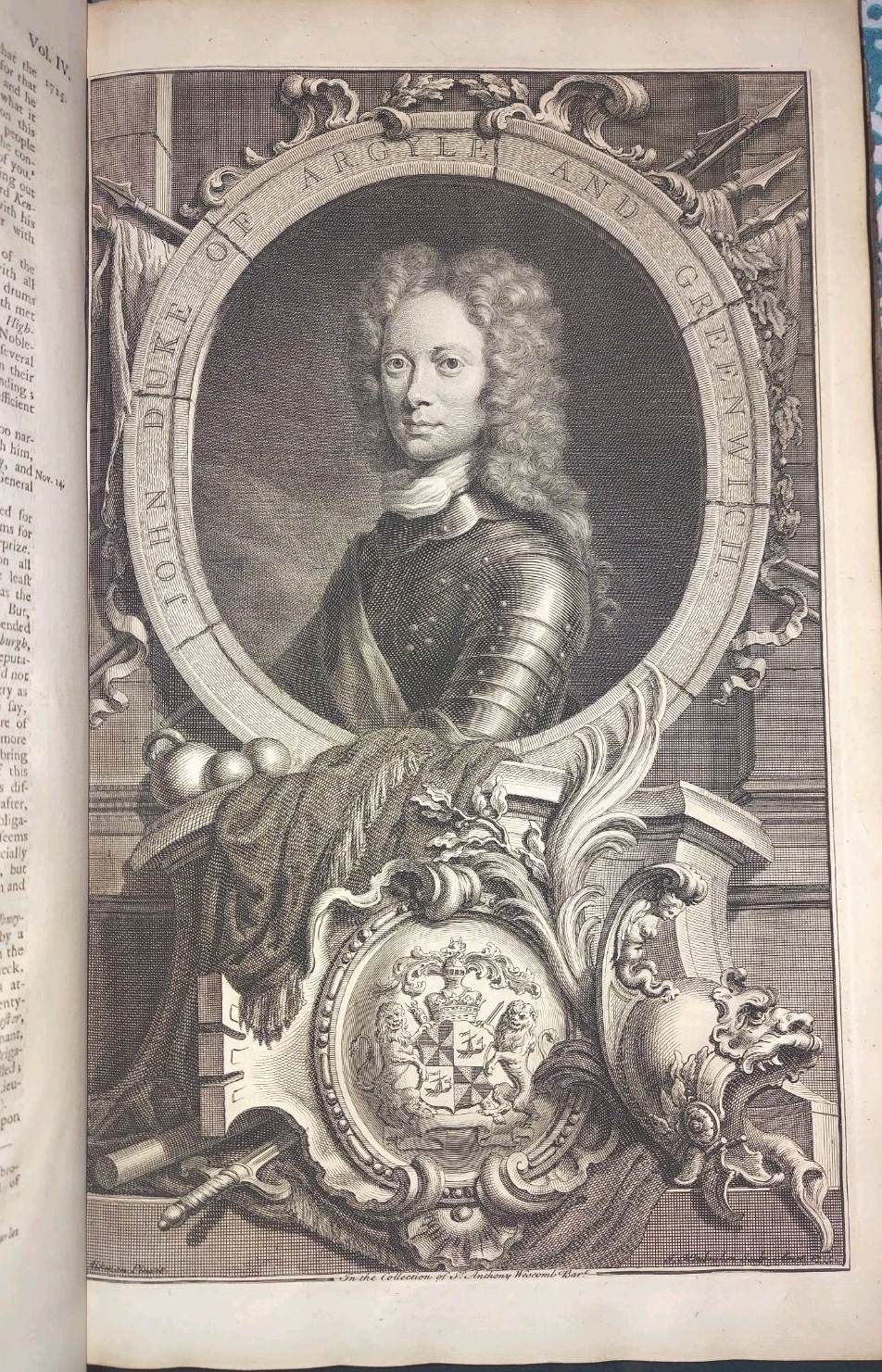 1747 History of England XL 10×16″ Folio Leather Illustrations Map Rare