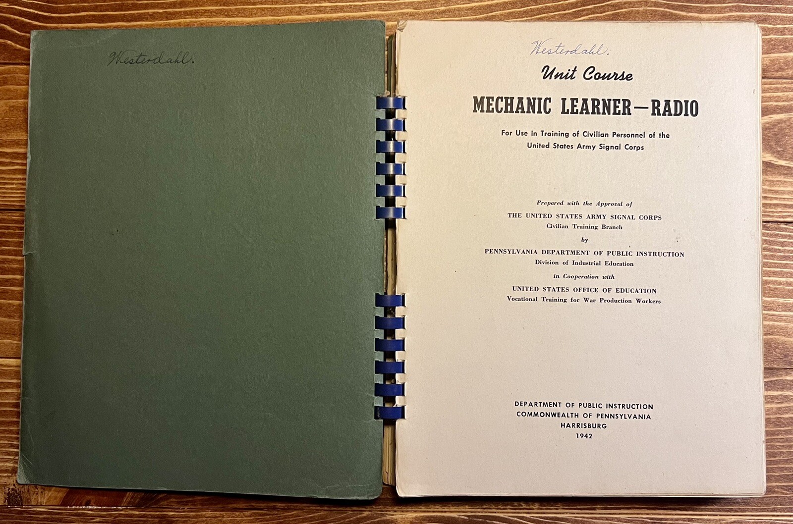 Mechanic Learner Radio US Army Corp of Engineers Antique Book 1942 Training Unit