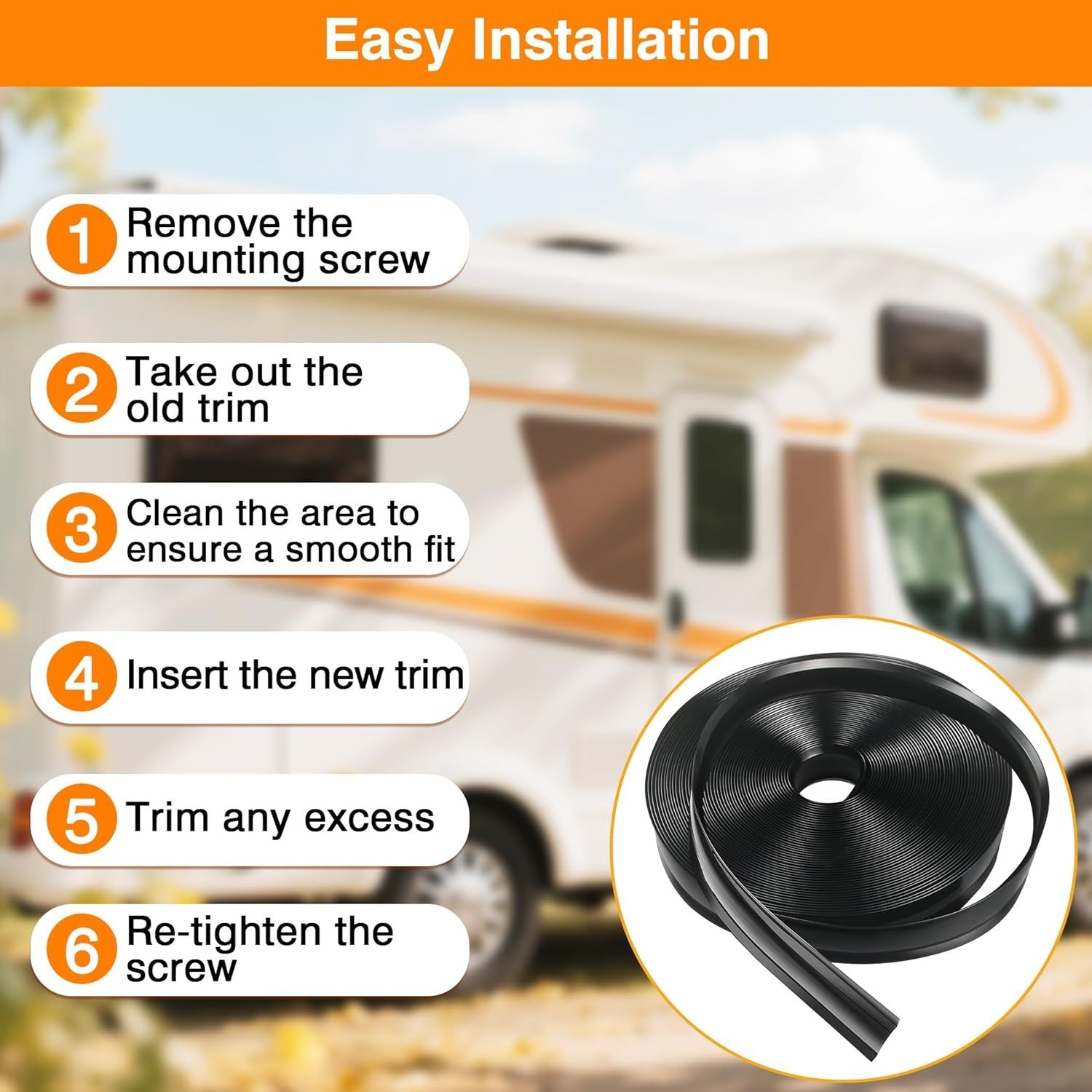 1 Inch RV Trim Molding Insert | UVResistant Camper Weather Stripping Exterior…
