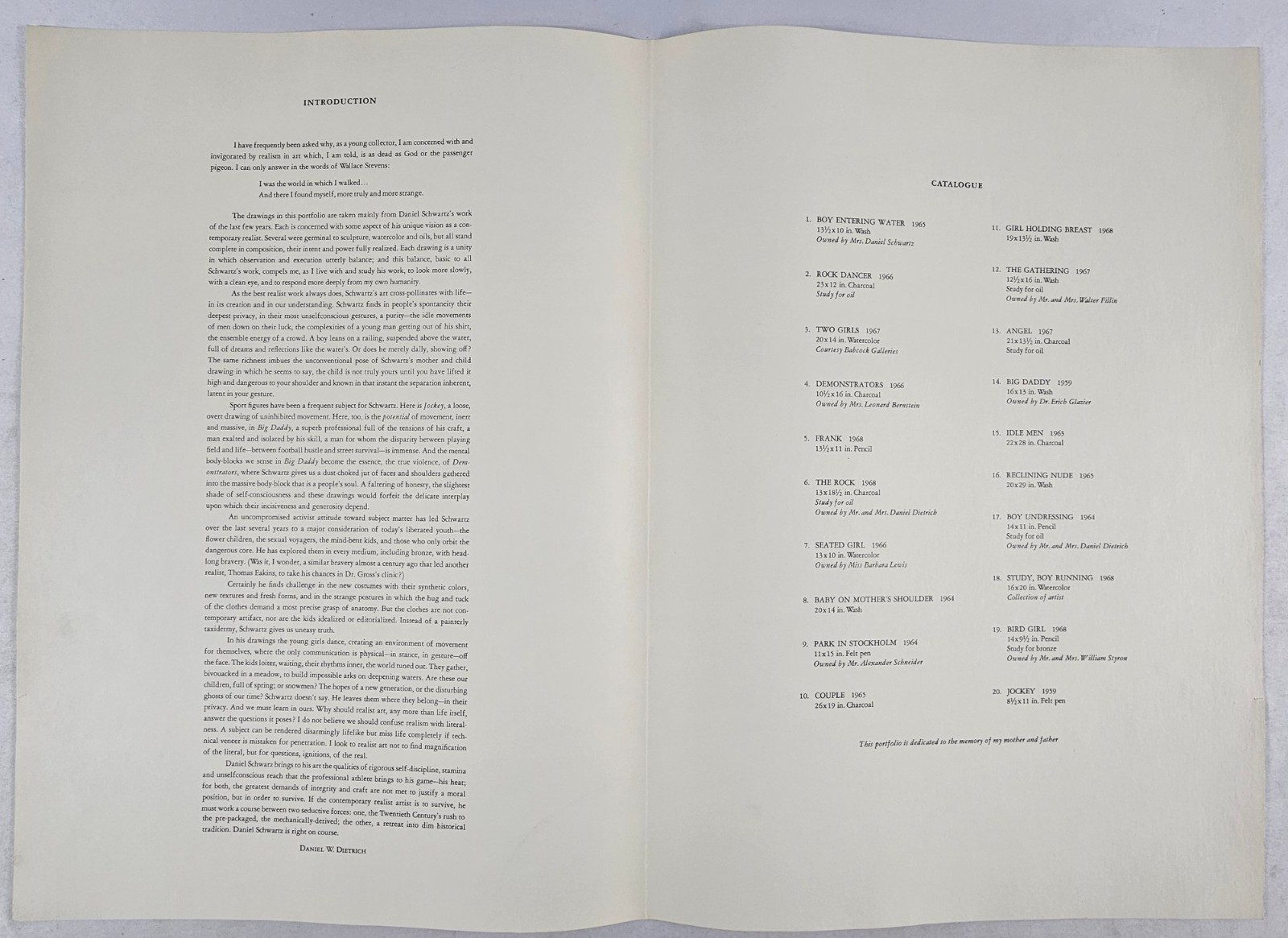 DANIEL SCHWARTZ: A PORTFOLIO OF DRAWINGS – 1968 – LIMITED EDITION – 13 PRINTS