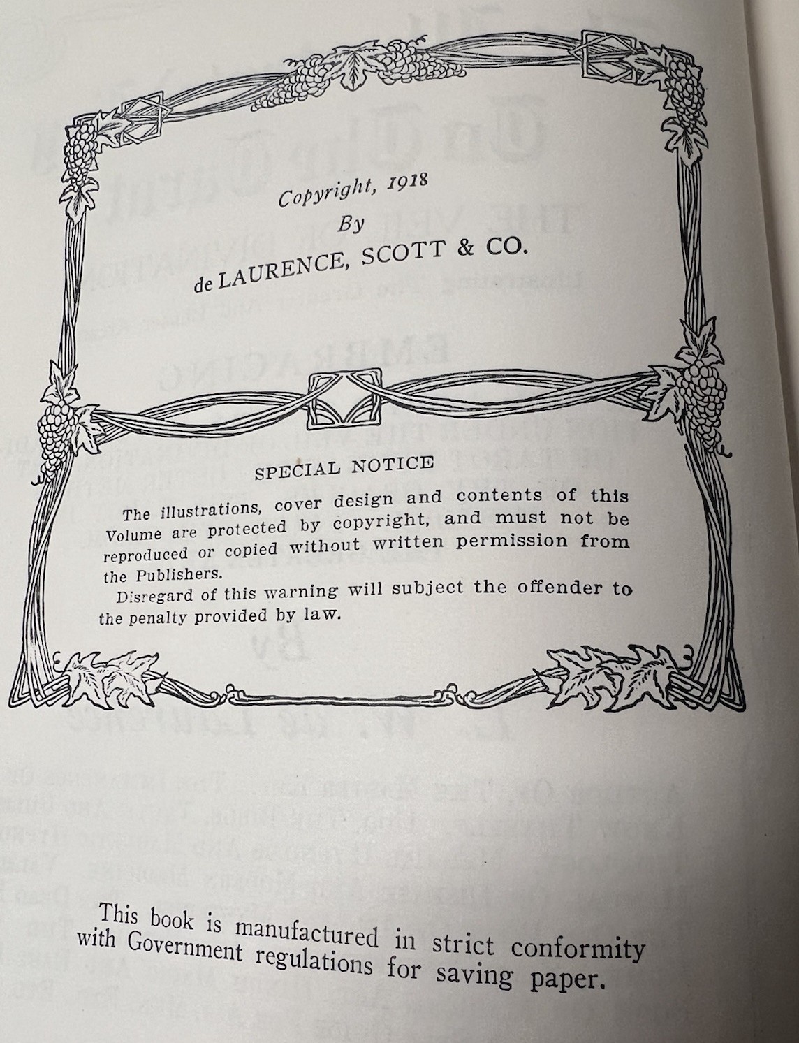 THE ILLUSTRATED KEY TO THE TAROT Veil of Divination by De Laurence 1918 1st Edit
