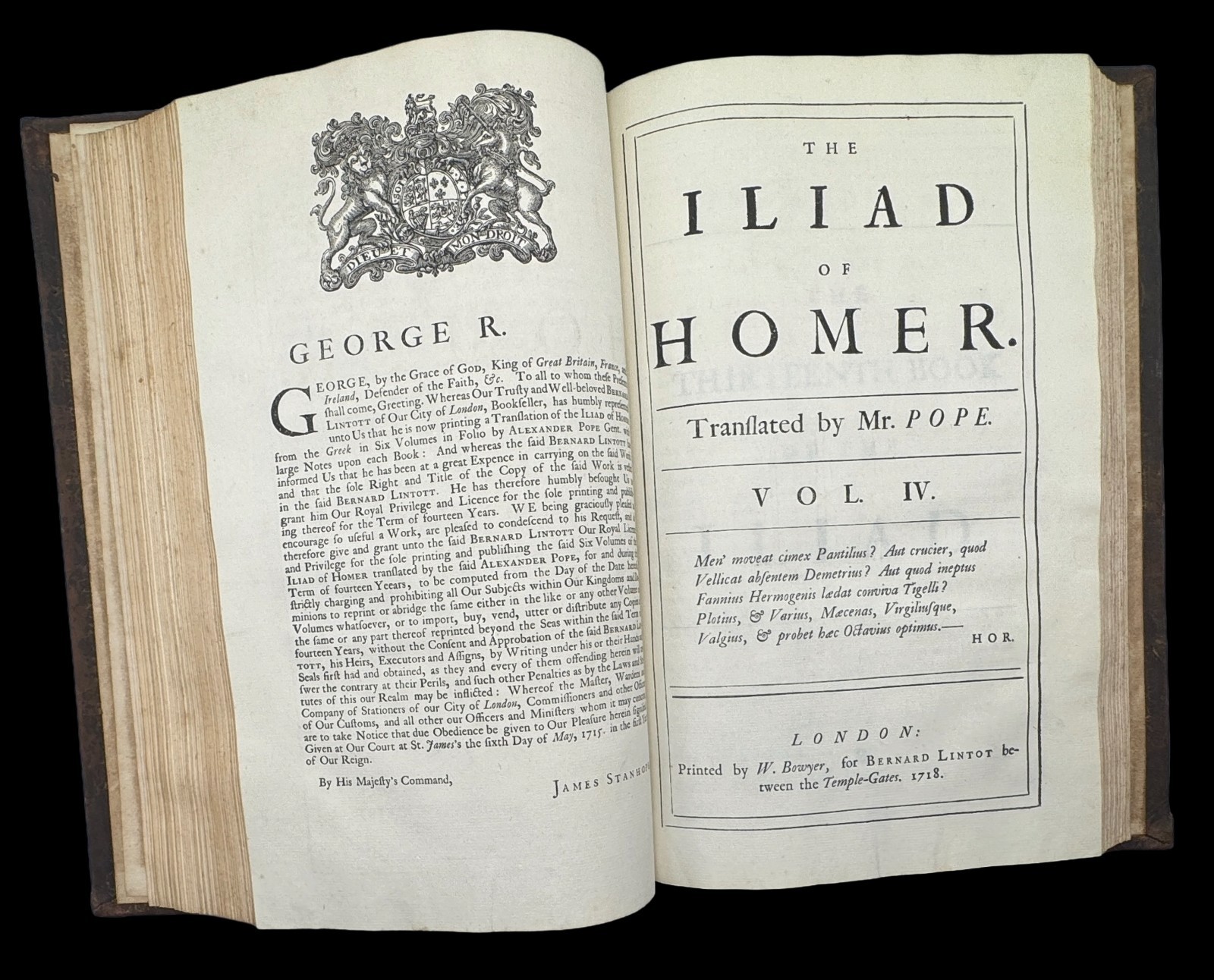 1715 – The Iliad of Homer by Alexander Pope *SCARCE 1ST EDITION FOLIO FINE CALF*