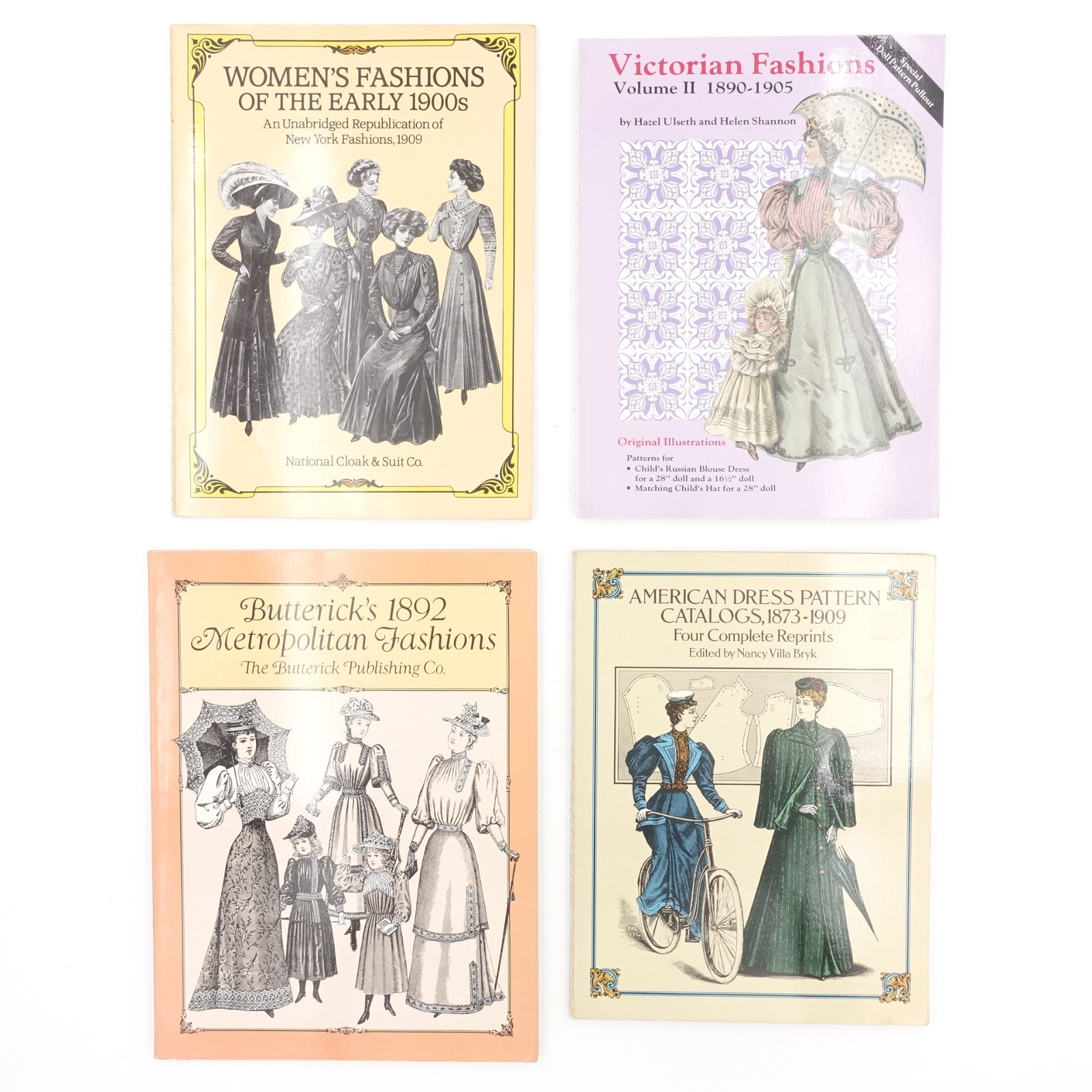 Lot of 4 Dover Fashion Reprint Books 1873 thru 1909 Victorian Excellent Preowned