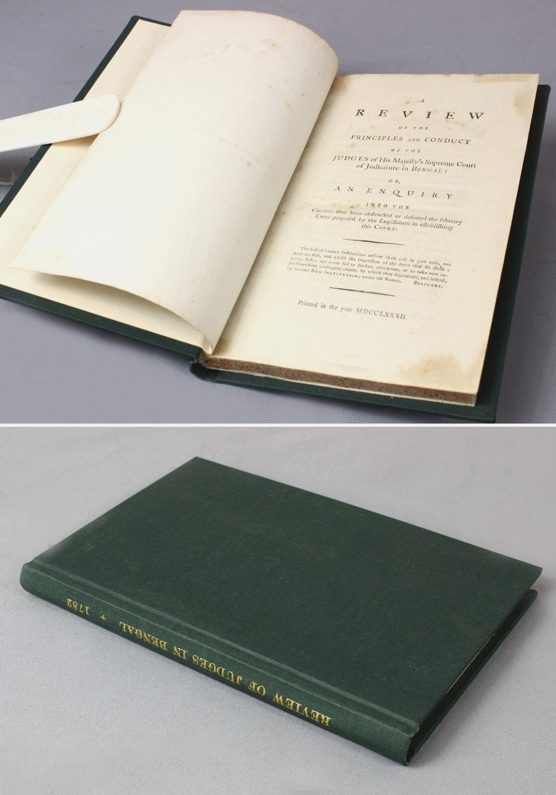 INDIA 1782 – Raj Warren Hastings era – SCARCE legal book – Conduct Court BENGAL