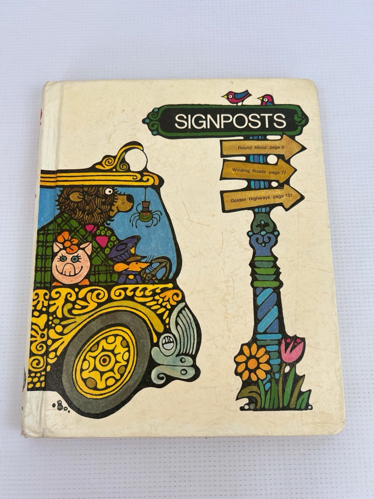 Vintage Hardcover SIGNPOSTS Houghton Mifflin – Illustrated Stories Poems Skills