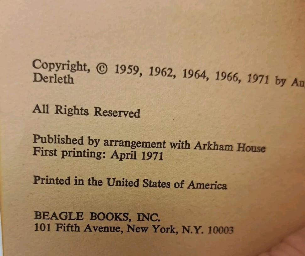 1971 1st Print-Beagle Horror-The Shuttered Room-HP Lovecraft August Derleth-Arkh