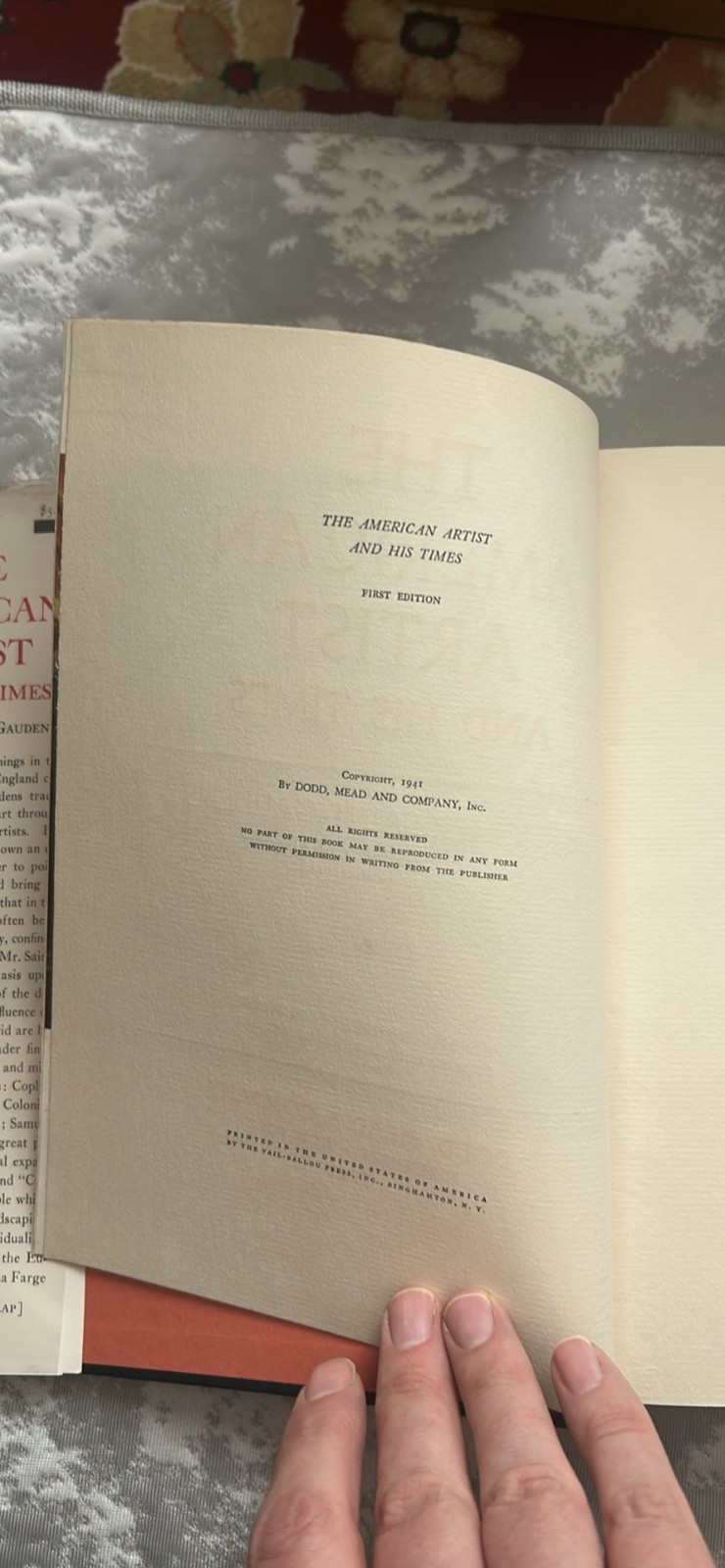 The American Artist And His Times by Homer Saint-Gaudens 1st Edition 1941 HC