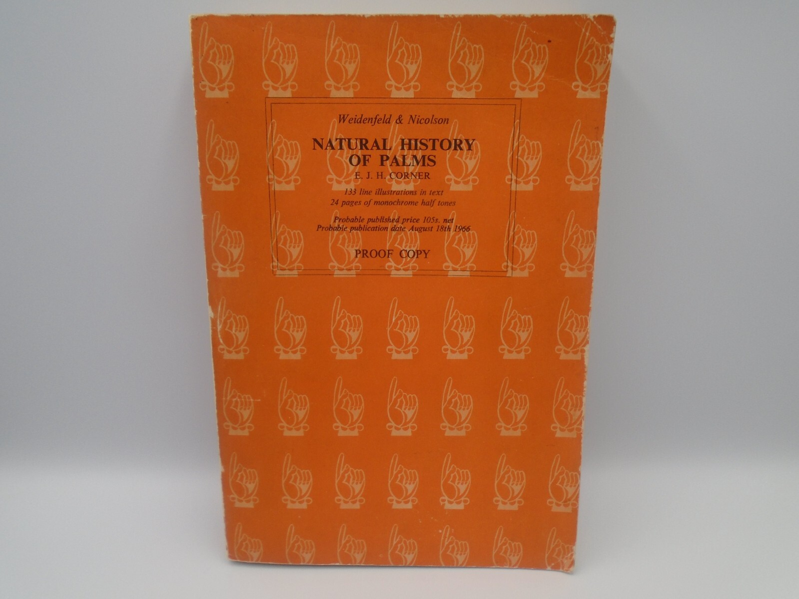 Natural History of Palms (E.J.H. Corner) PROOF COPY, 1966, Paperback