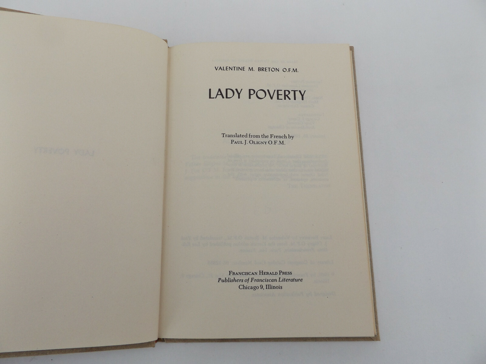 1963 LADY POVERTY by Valentine M. Breton BIBLE Franciscan Herald Press